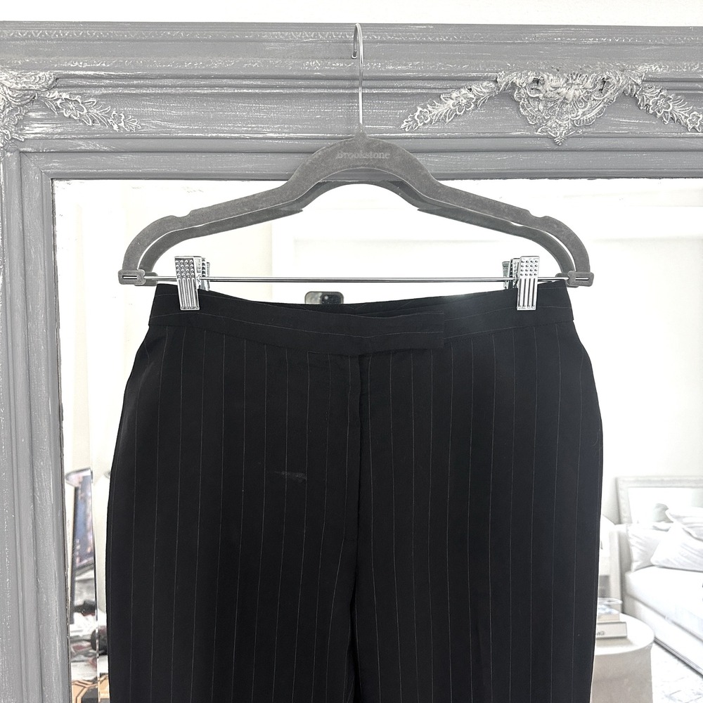 Dolce & Gabbana Y2K 90s Black Pinstripe Wool Slit Ankle Zip Trousers Italy 44 - Picture 2 of 12